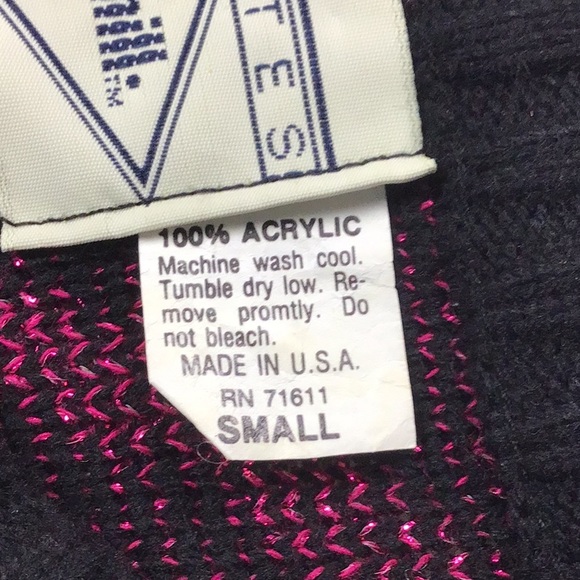 Ann Hill women’s crewneck sweater black/purple size S sleeve 17.5” length 25” - Picture 2 of 3